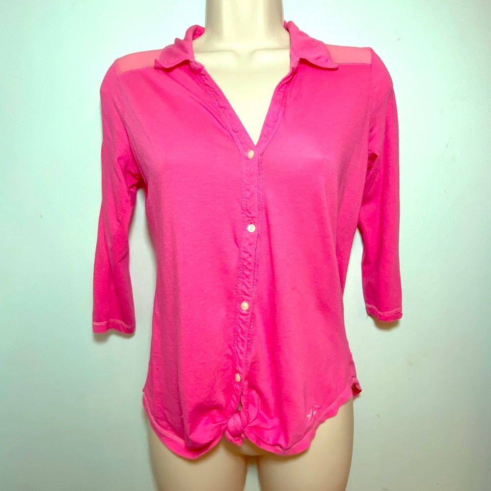 HOLLISTER HOT PINK BUTTON UP SHIRT
